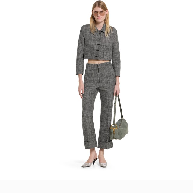 Wool grisaille pants with embroidery - image 5