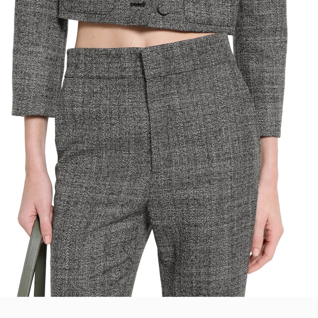 Wool grisaille pants with embroidery