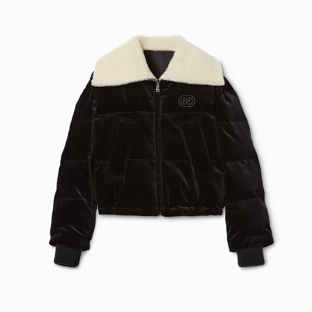 Cotton velvet puffer bomber