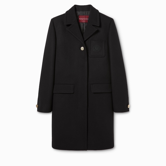 Cappotto in lana batavia con patch