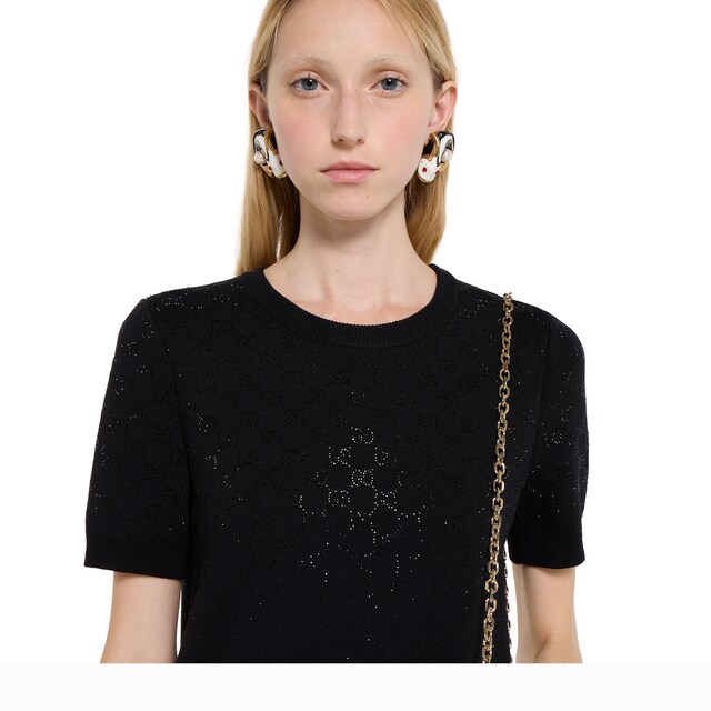 Fine wool dress with GG crystals - image 3