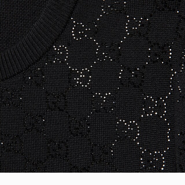 Fine wool dress with GG crystals