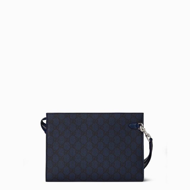 Pouch in tessuto GG con stampa misura media