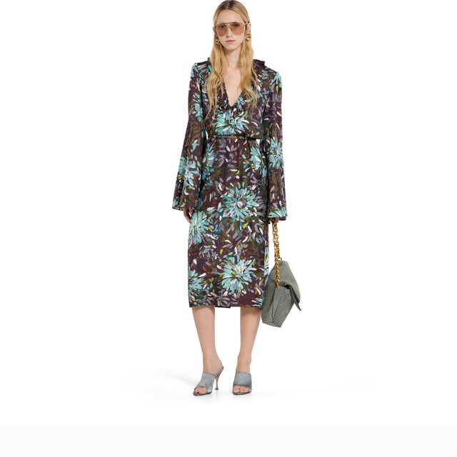 Printed silk twill dress - image 5