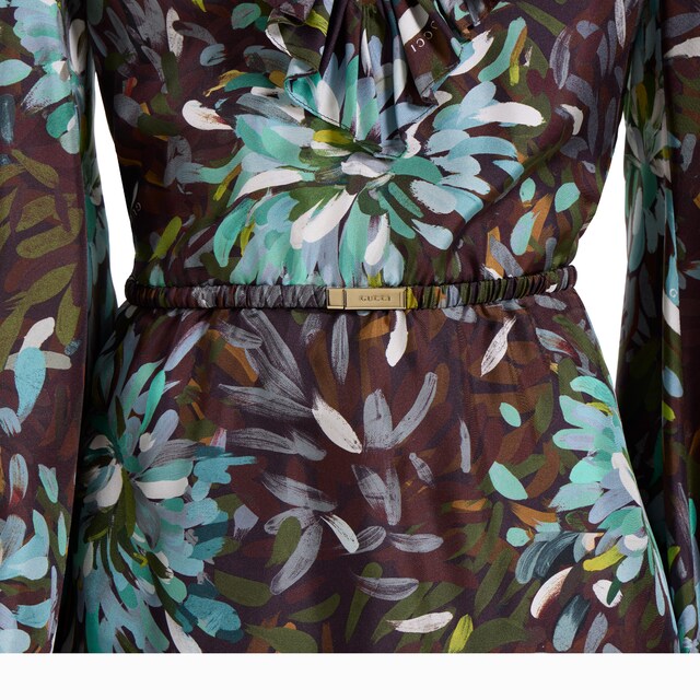 Printed silk twill dress - image 4