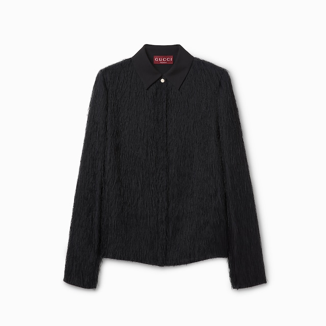 Fringed fil coupé fabric shirt