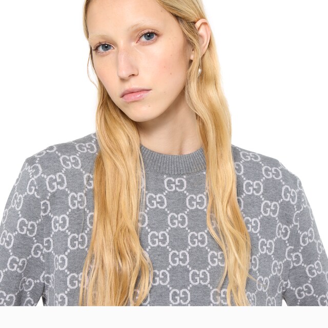 Reversible GG fine wool jacquard top