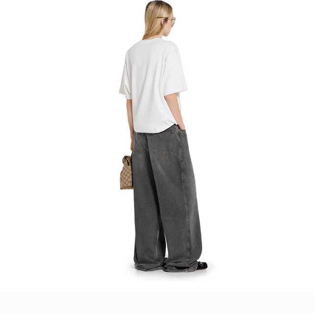 Wide leg denim pants