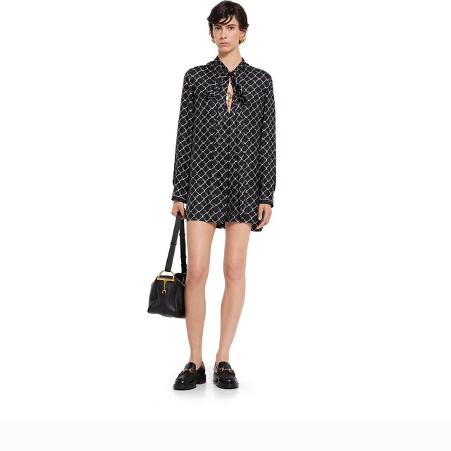 Printed silk twill dress - image 3