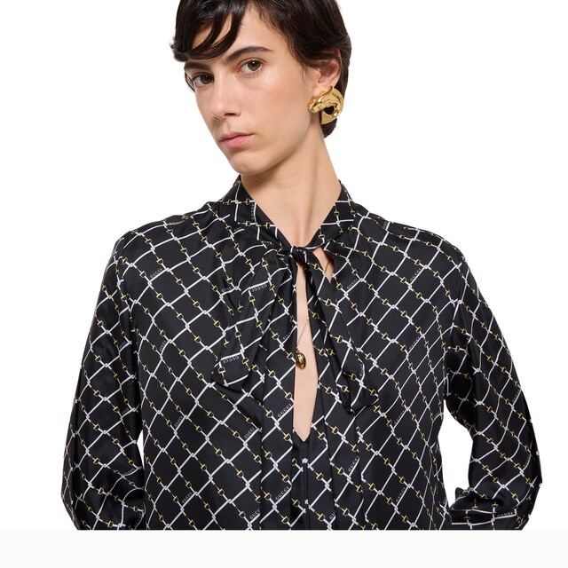 Printed silk twill dress