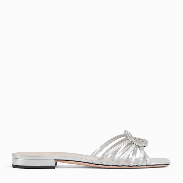 Women's slide with crystal Interlocking G