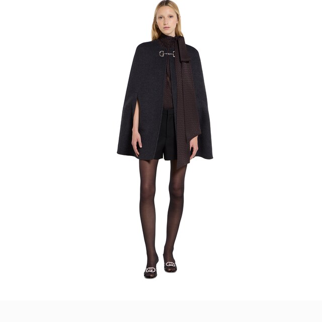 Silk wool cape with Horsebit - image 2