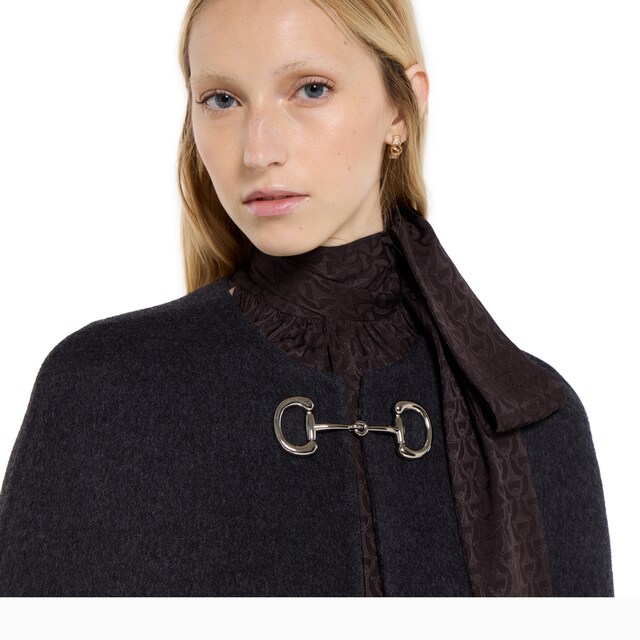 Silk wool cape with Horsebit - image 3