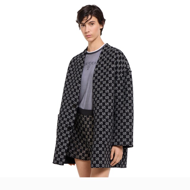 Reversible silk wool coat - image 4