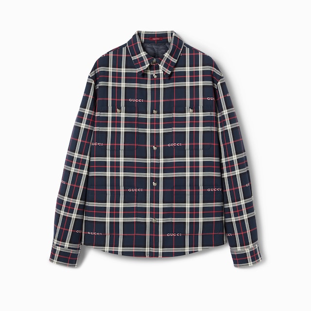 Tartan cotton jacquard padded shirt