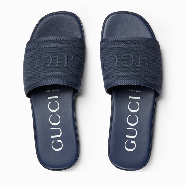 Men's slide sandal with tonal logo - image 2