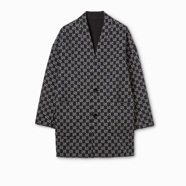 Reversible silk wool coat