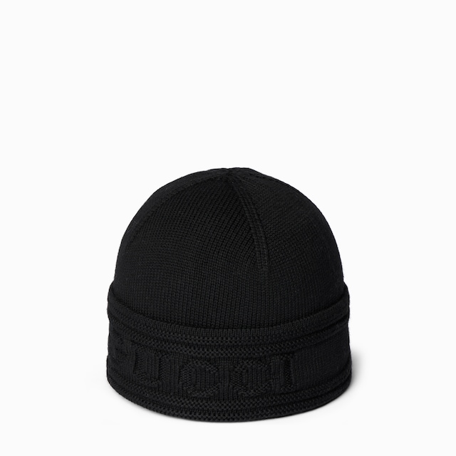 구찌 로고가 달린 니트 울 모자