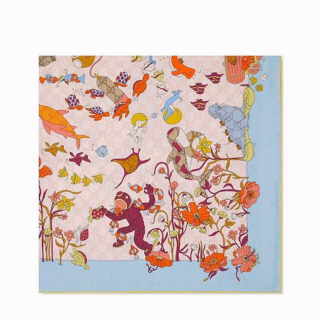 プリント シルクスカーフ