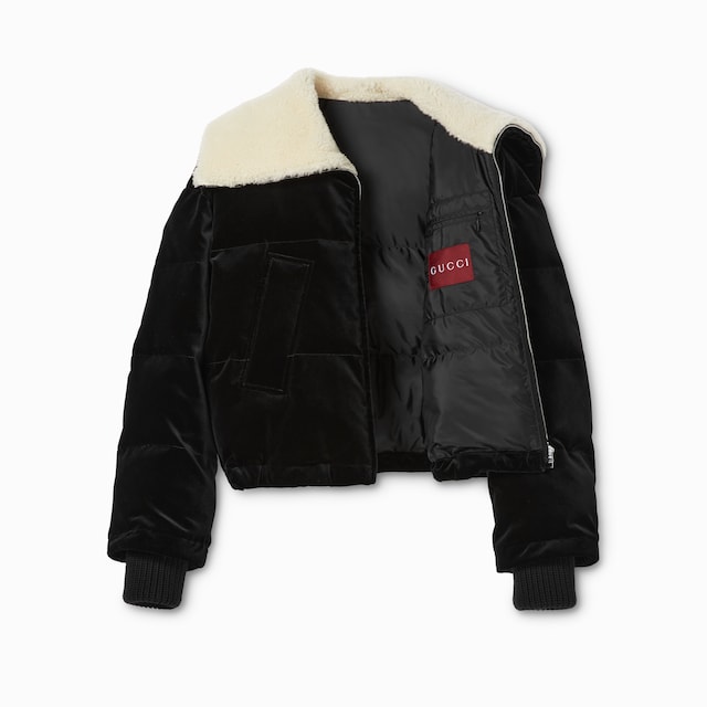 Cotton velvet puffer bomber