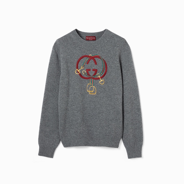 Pullover aus Wollstrick mit Stickerei