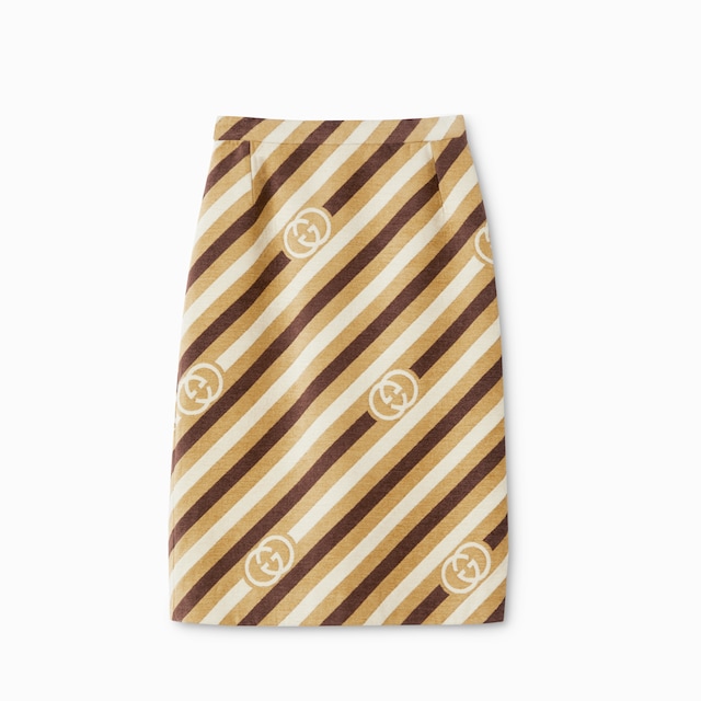 Diagonal GG velvet chenille midi skirt