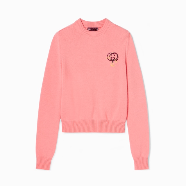 Wool cashmere sweatshirt with embroidery