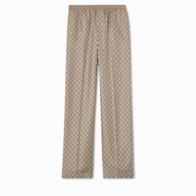 Printed silk twill pants