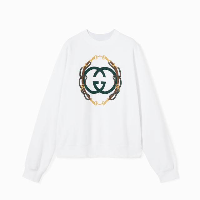 프린트 디테일의 코튼 저지 스웨트셔츠