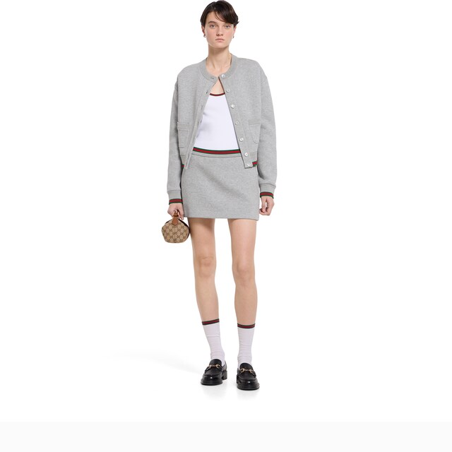 Cotton jersey cardigan with Web - image 4
