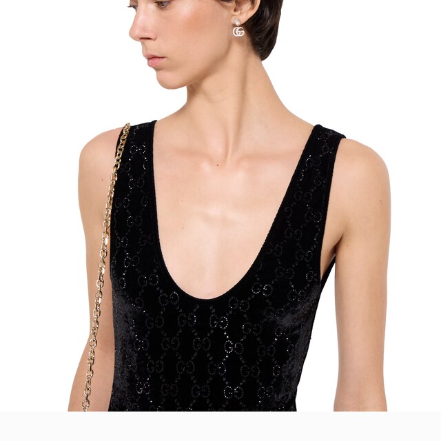 Chenille bodysuit with GG crystals - image 2