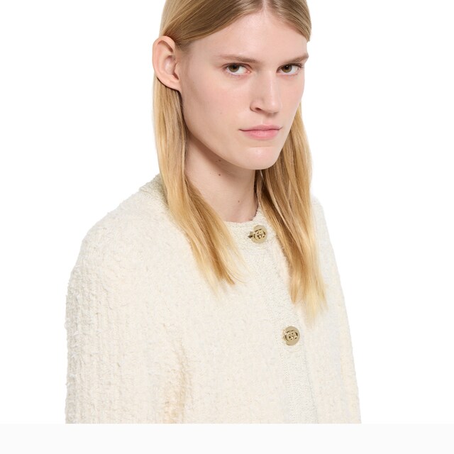 Wool lame boucle cardigan - image 3