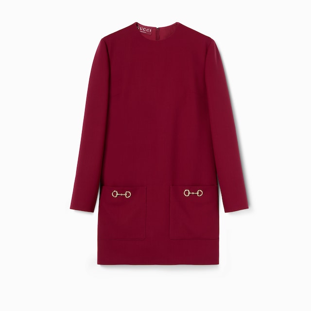 Silk georgette dress with Horsebit