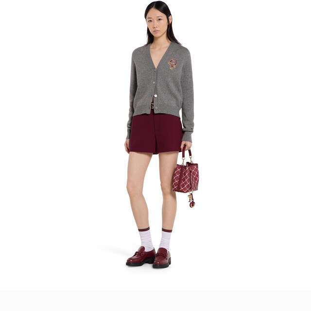 Wool crepe shorts with embroidery - image 4