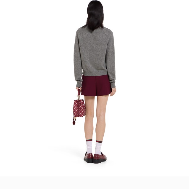 Wool crepe shorts with embroidery - image 2