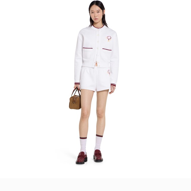 Cotton jersey cardigan with embroidery - image 3