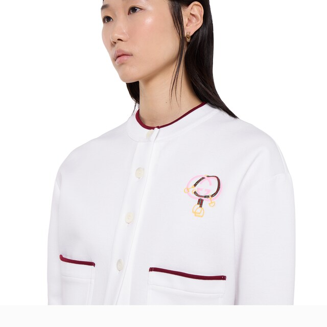 Cotton jersey cardigan with embroidery - image 4