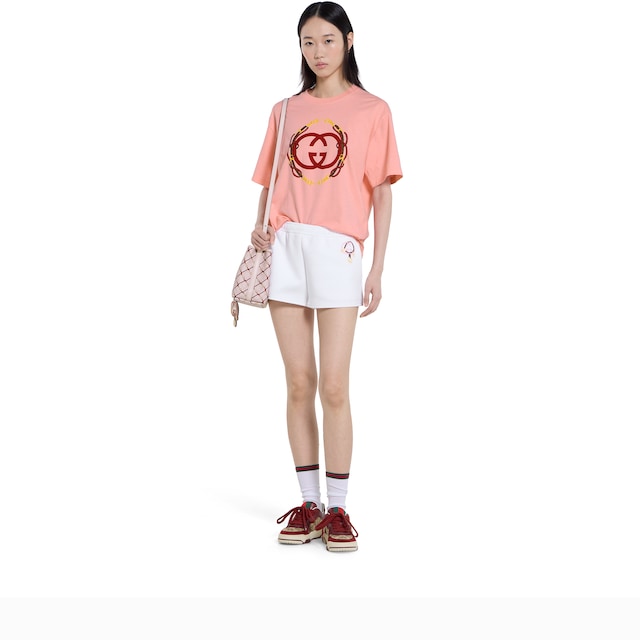Cotton jersey shorts with embroidery - image 5