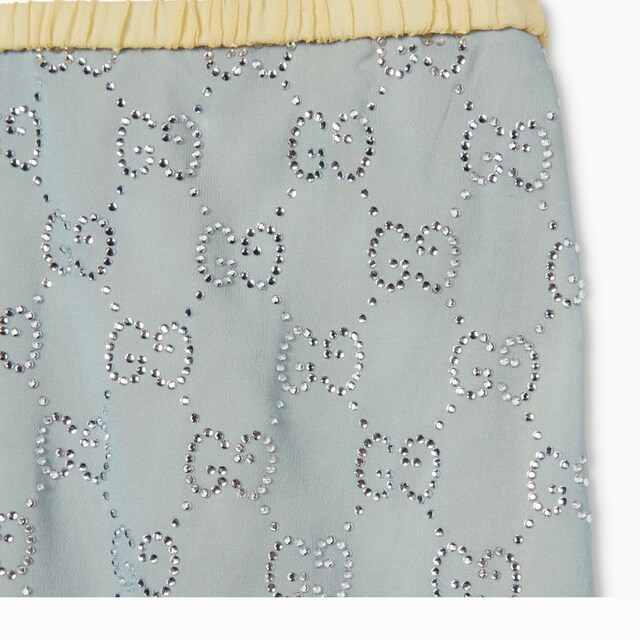 Silk stretch chiffon skirt with crystals - image 5