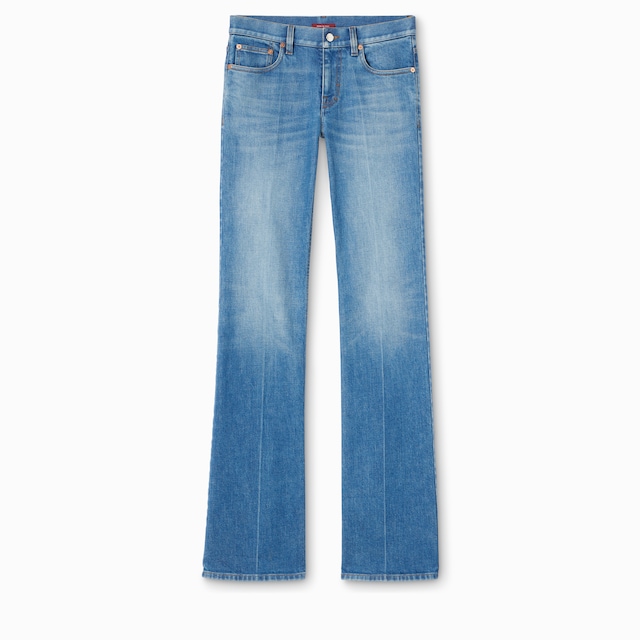 Flared stretch cotton denim pants