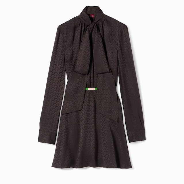 Horsebit silk jacquard dress