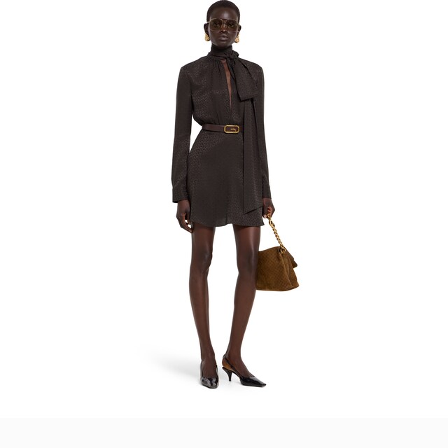 Horsebit silk jacquard dress - image 5
