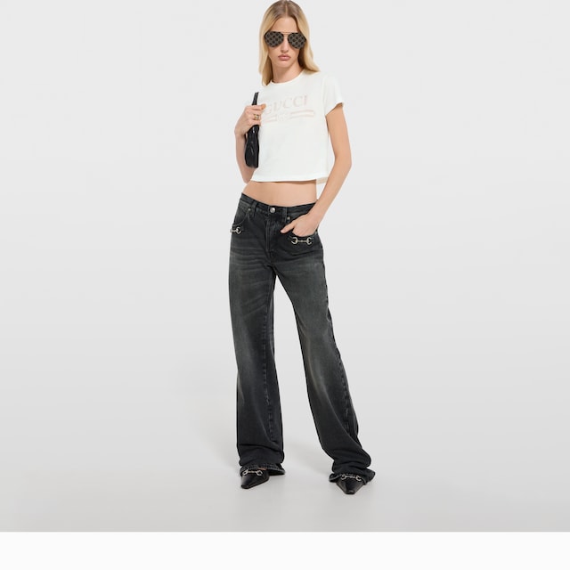 Cotton jersey T-shirt with devore detail - image 4