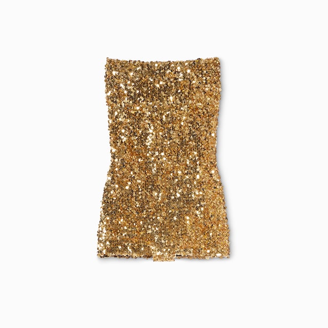 Tuta in tessuto elastico con paillette ricamate