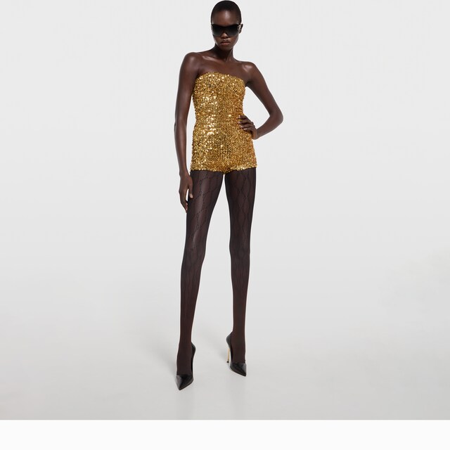 Embroidered sequin elastic fabric jumpsuit - image 4