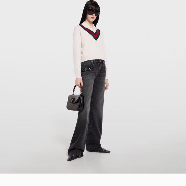Fine knit wool sweater with Web - image 3