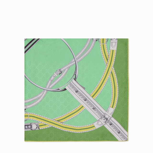 Carré in seta jacquard stampata