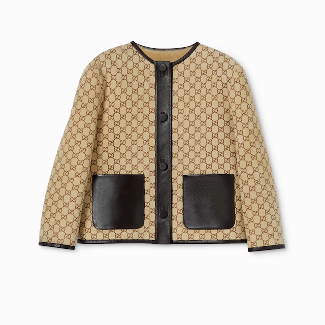 Printed GG shearling jacket