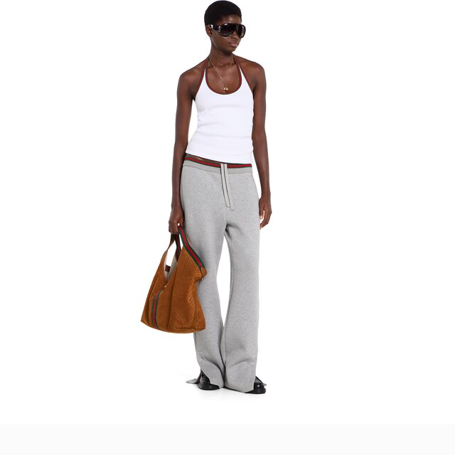 Cotton jersey leisure pants with Web