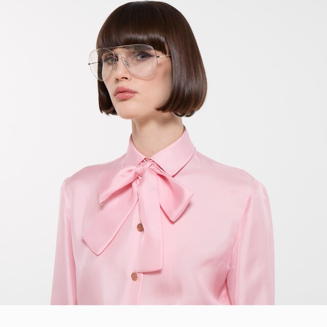 Silk twill shirt with bow - image 5